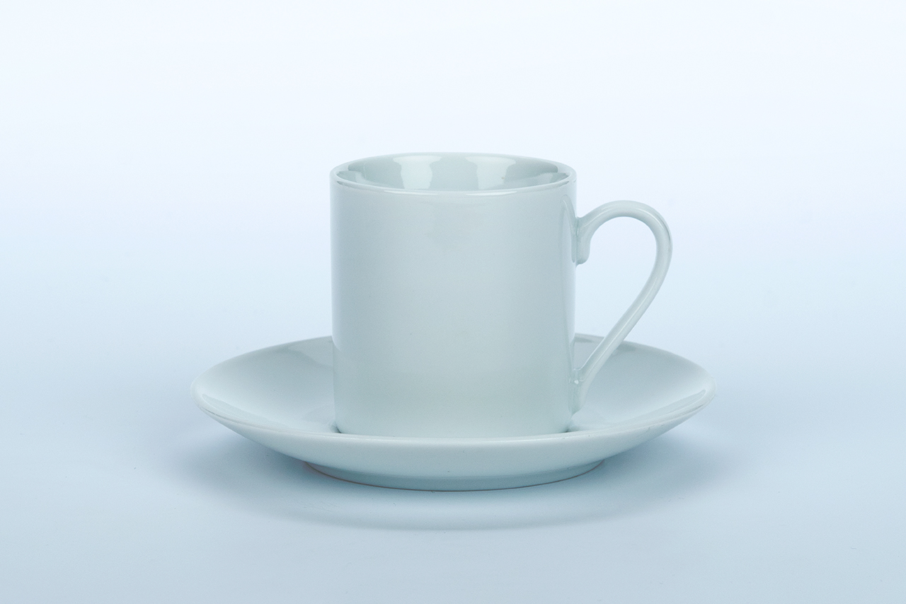 TASSE CAFE+SOUCOUPE PORCELAINE BLANCHE LIMOGES EMPIRE 10CL